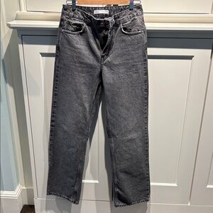 Zara Dark Gray high Rise Straight Jeans Size 6